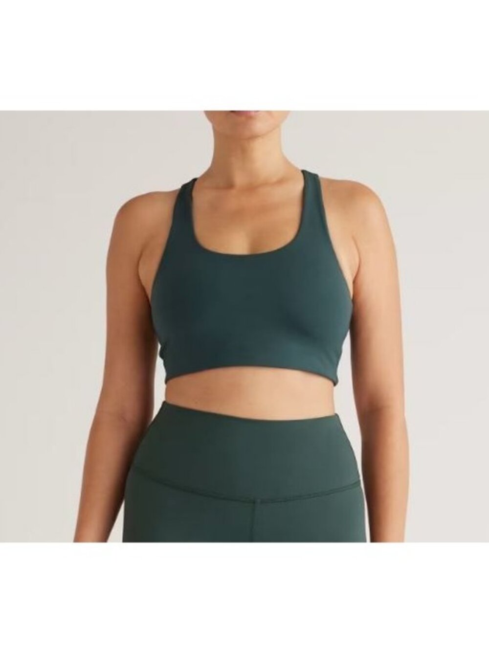 Quince Ultra-Form Scoop Neck Longline Bra Forest Green Size Small NWT